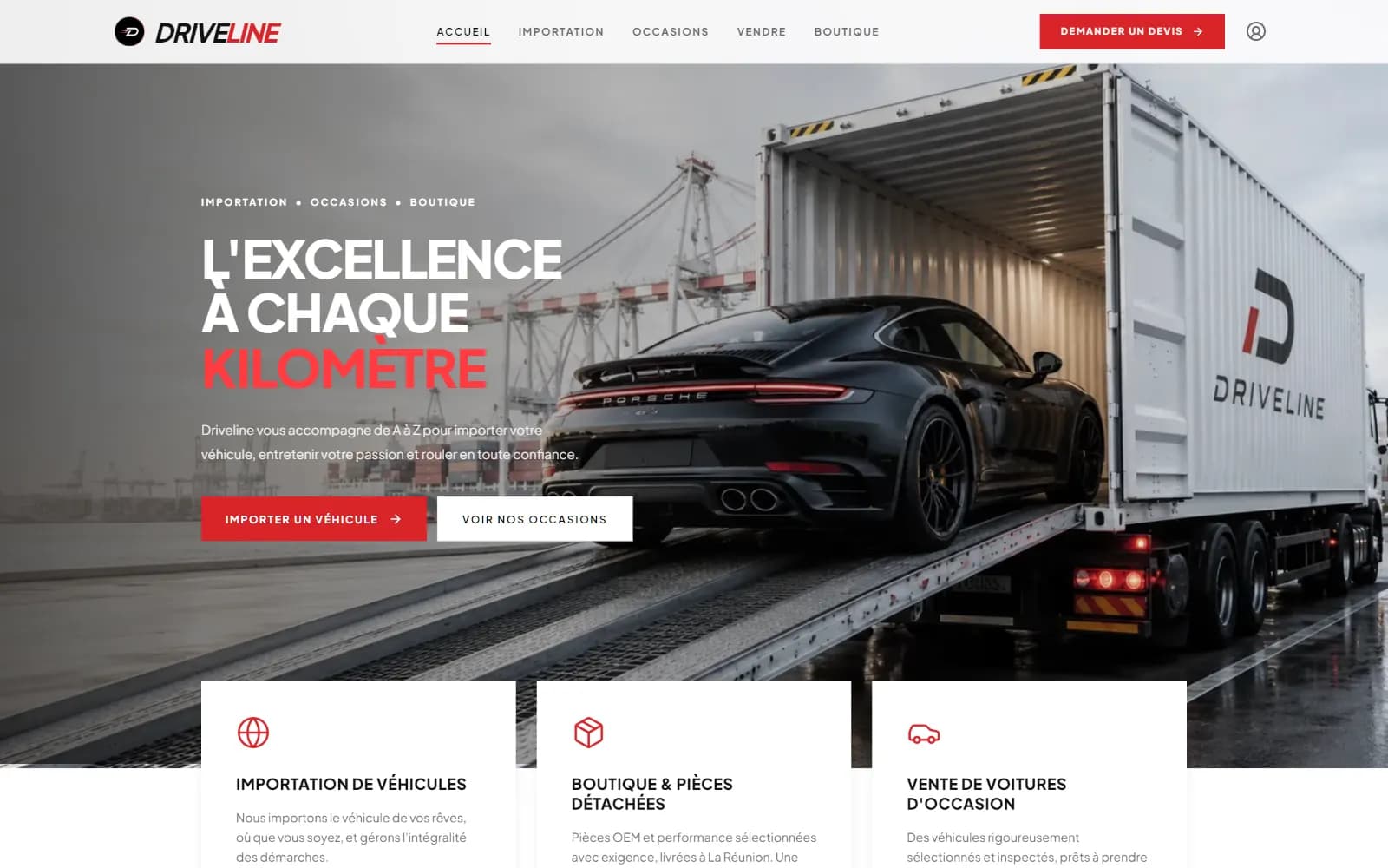 driveline.re, Tout un business automobile, rebrandé sans perdre un jour.